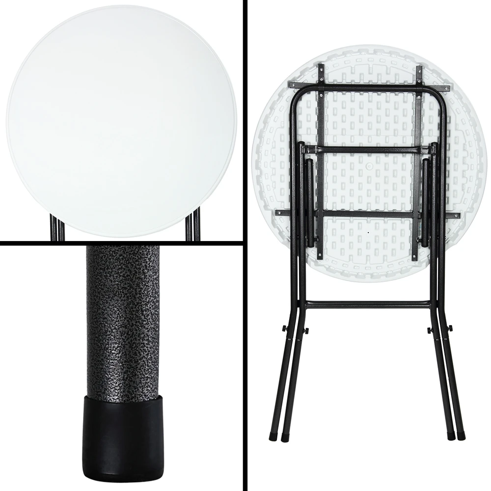 Stehtisch 2er-Set Weiß Kunststoff Ø75cm Klappbar – Bild 3