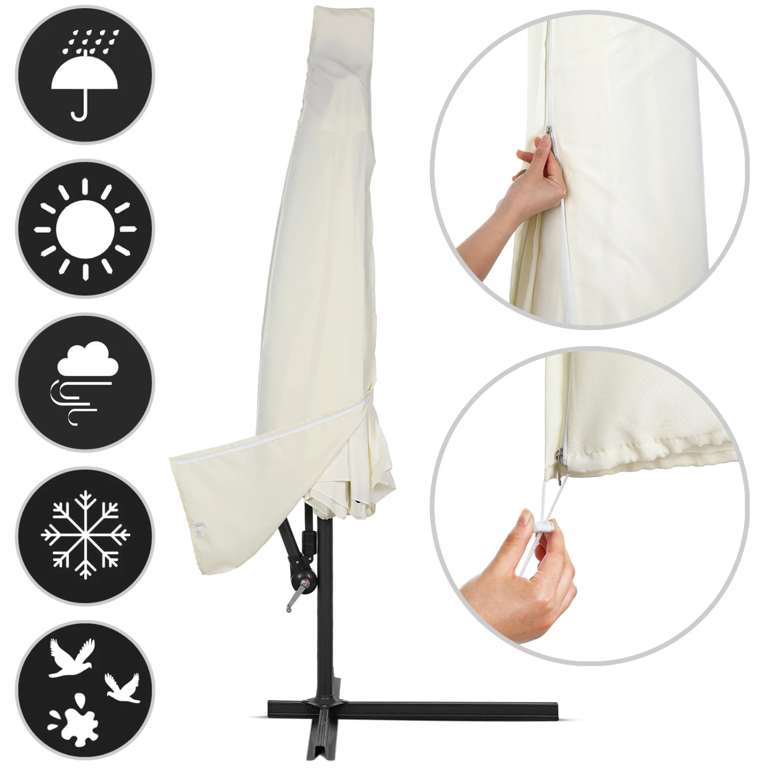 Ampelschirm Beige Alu Ø330cm Inkl. Sonnenschirmhülle – Bild 6