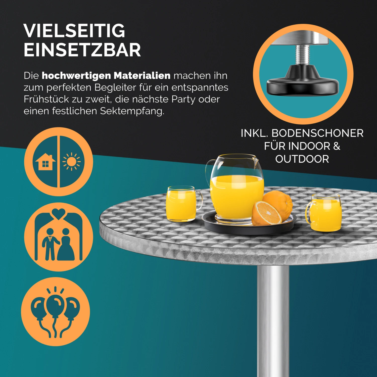 Stehtisch Silber Alu Ø60cm Höhenverstellbar – Bild 2