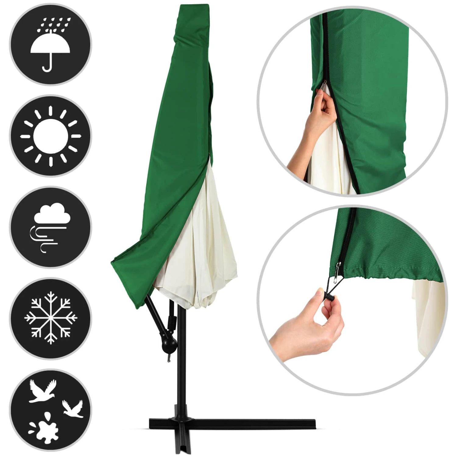 Ampelschirm Grün Alu Ø330cm UV-Schutz 50+ + Abdeckung – Bild 4