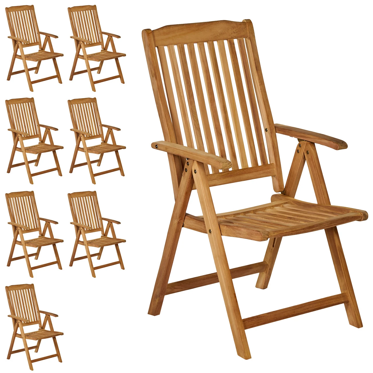Gartenstuhl Bari 8er-Set Teakholz Klappbar – Bild 2