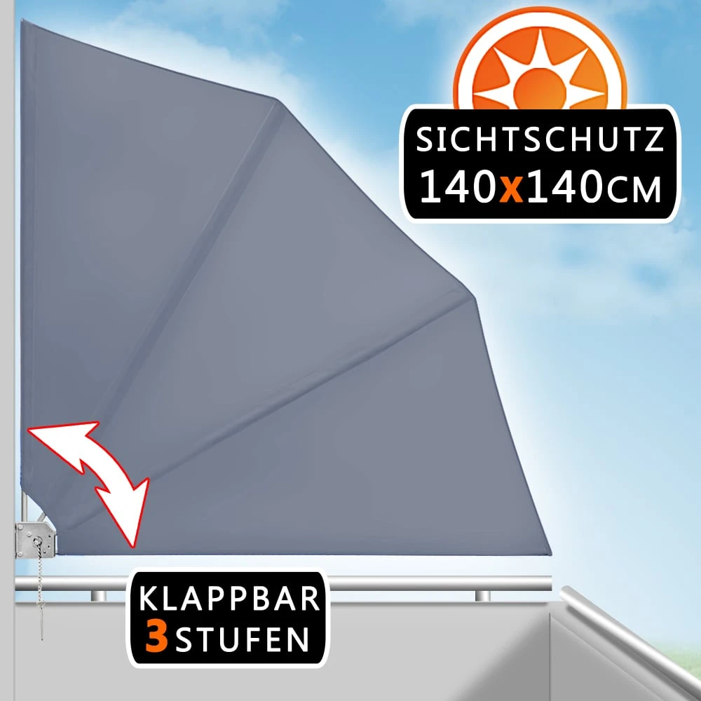 Balkonfächer 2er-Set Anthrazit 140x140cm Klappbar – Bild 2