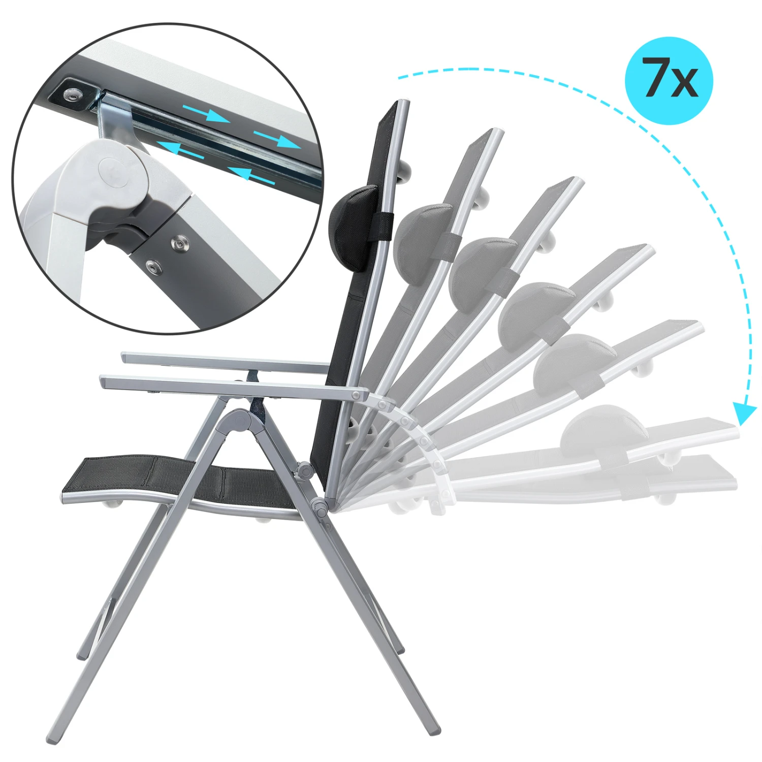 Gartenstuhl Bern Premium 2er-Set Silber Gepolstert – Bild 3