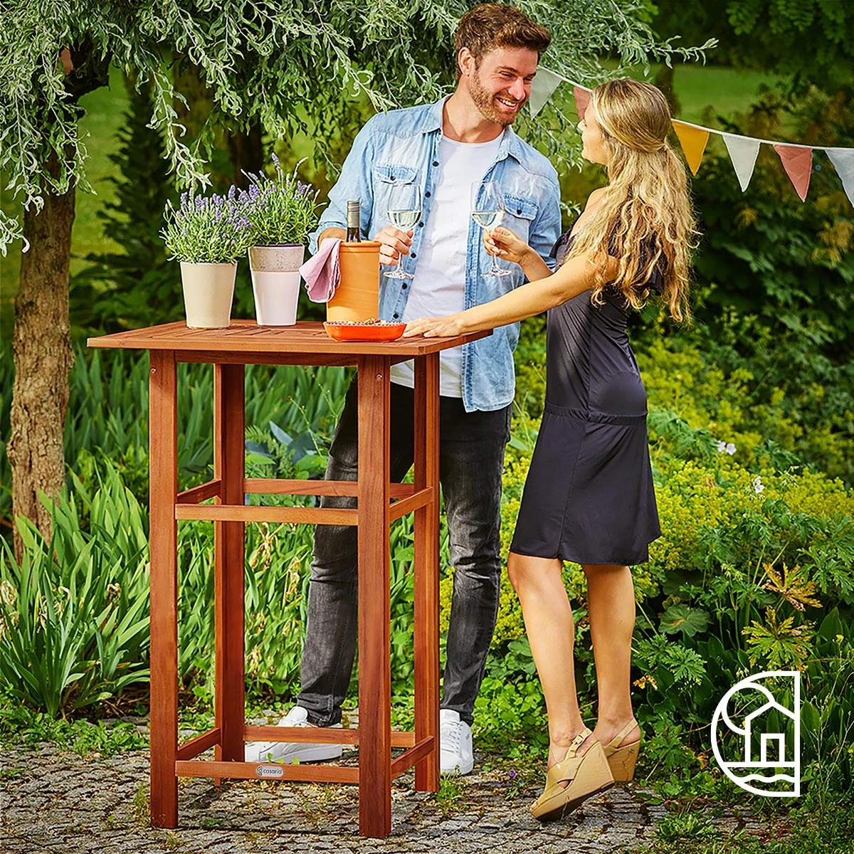 Stehtisch Akazienholz 75x75x110cm – Bild 7