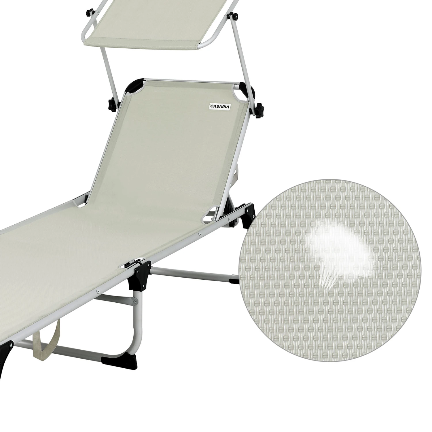 Sonnenliege Malta Creme Alu Mit Sonnendach – Bild 3