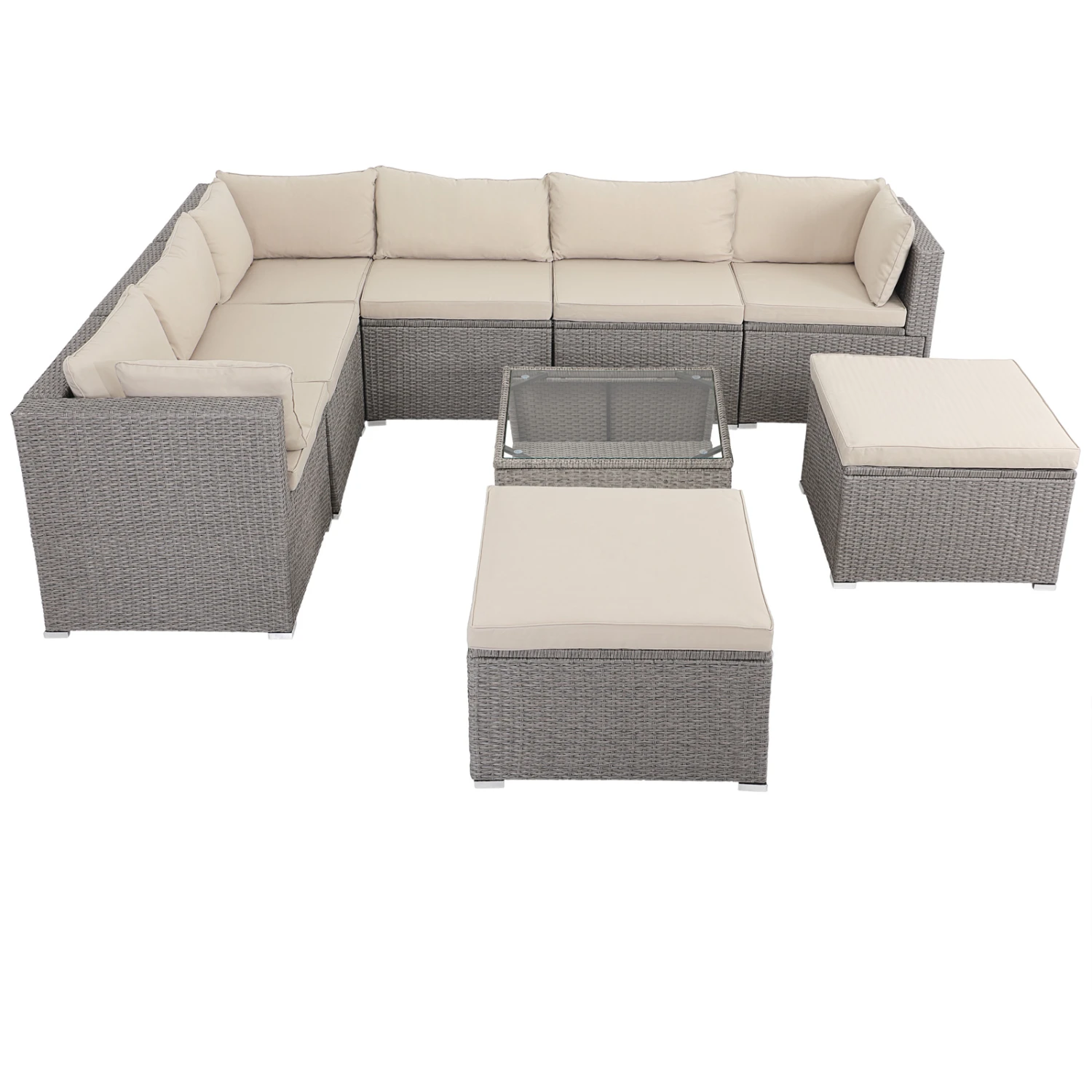 Polyrattan Ecklounge XXL Creme/Beige Inkl. Kissen – Bild 2