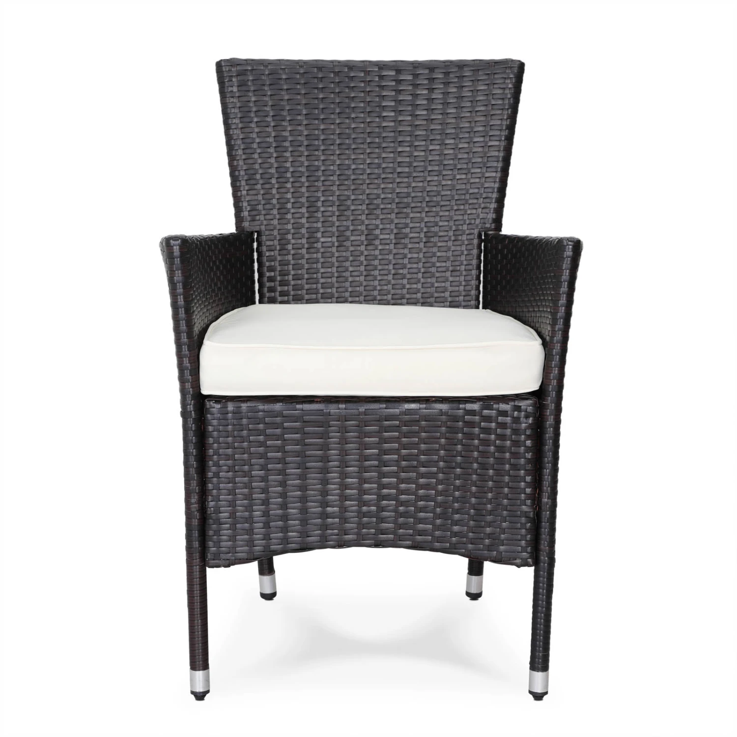 Polyrattan Gartenstuhl 2er-Set Braun/Creme Stapelbar – Bild 8