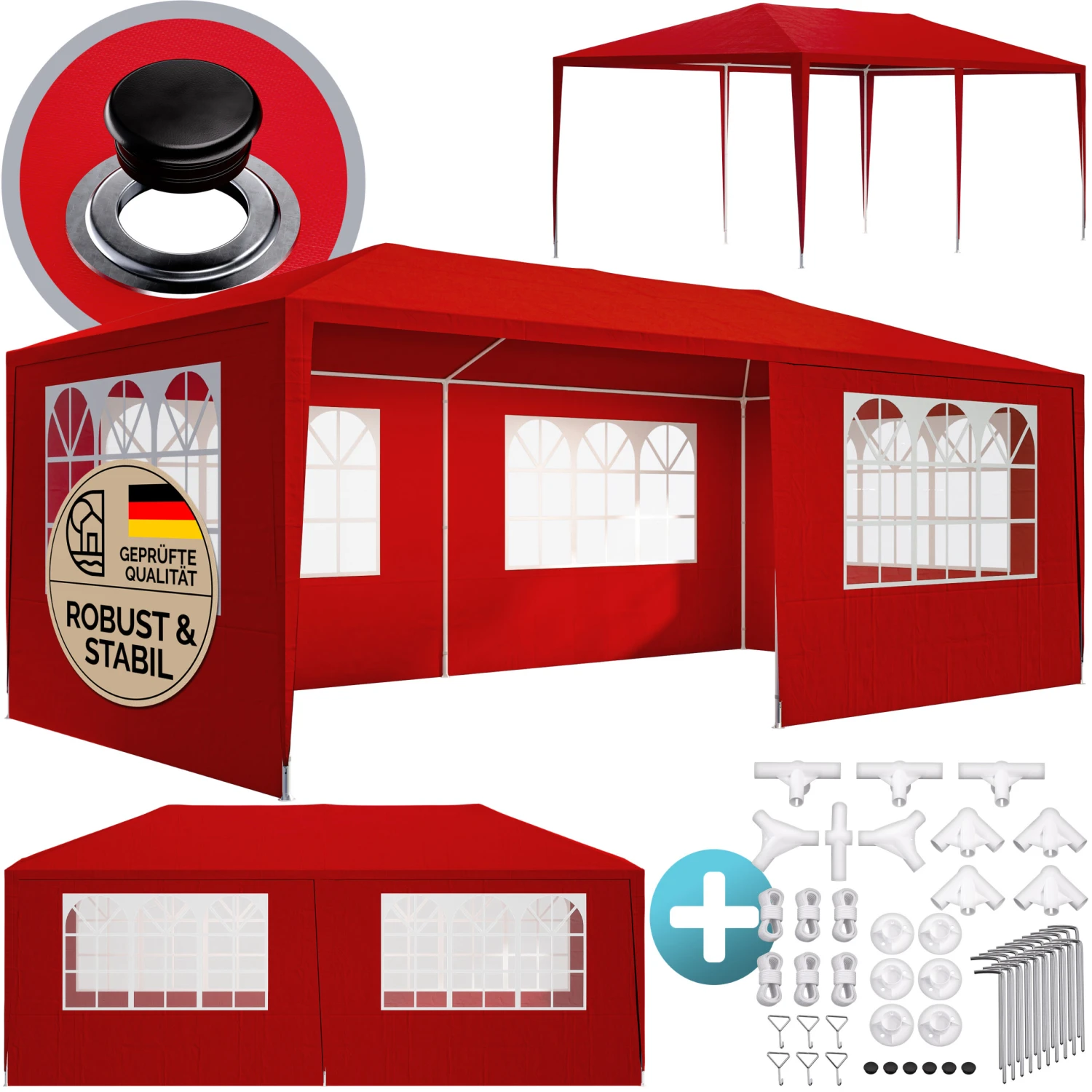 Festzelt Rimini Rot 3x6m UV-Schutz 50+