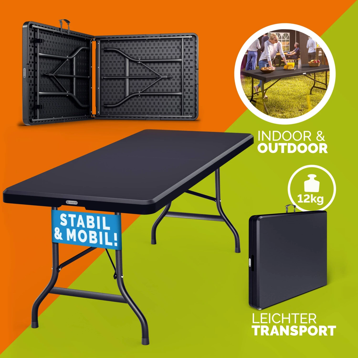 Klapptisch Anthrazit Kunststoff 183x75x73cm – Bild 8