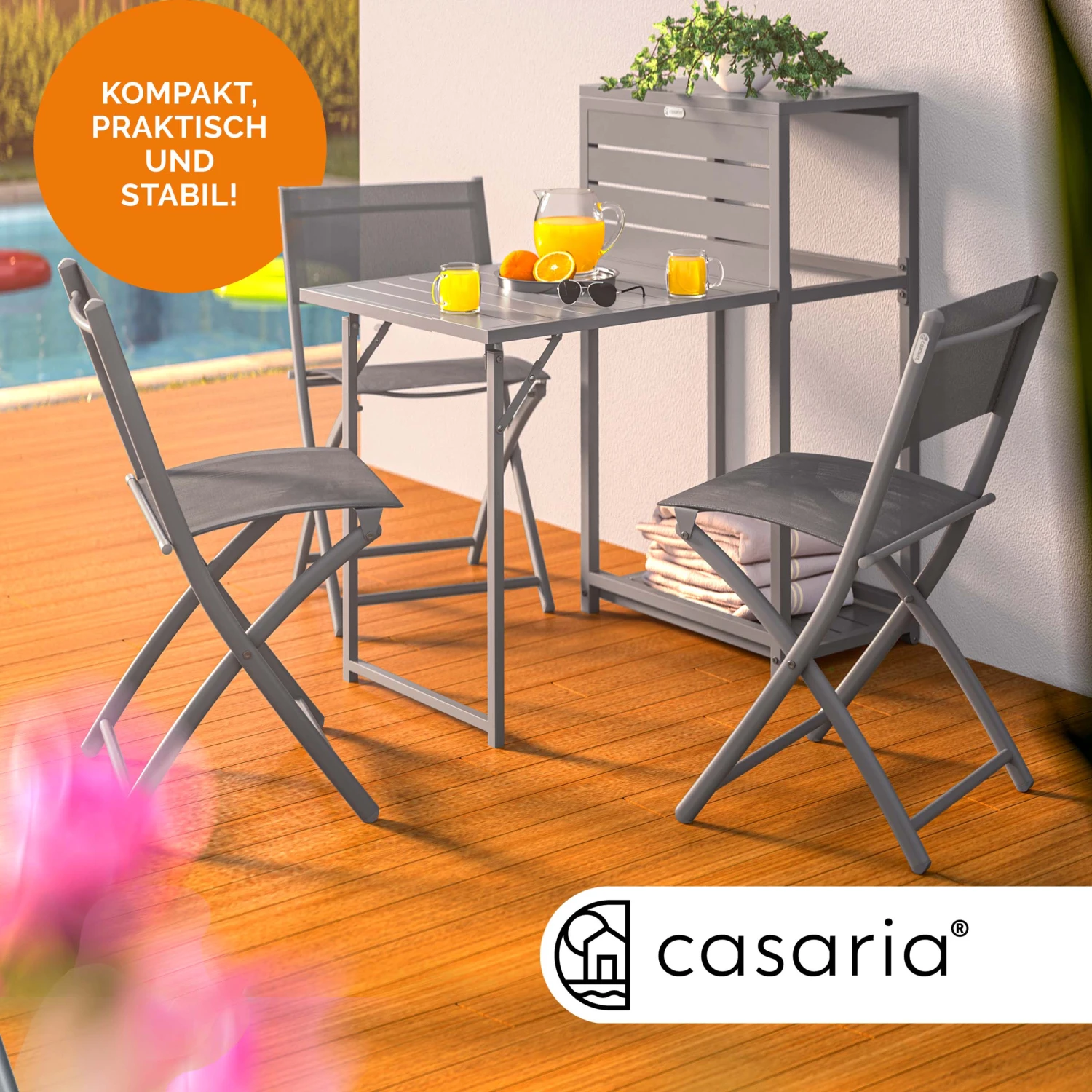 Gartenstuhl 2er-Set Grau – Bild 4