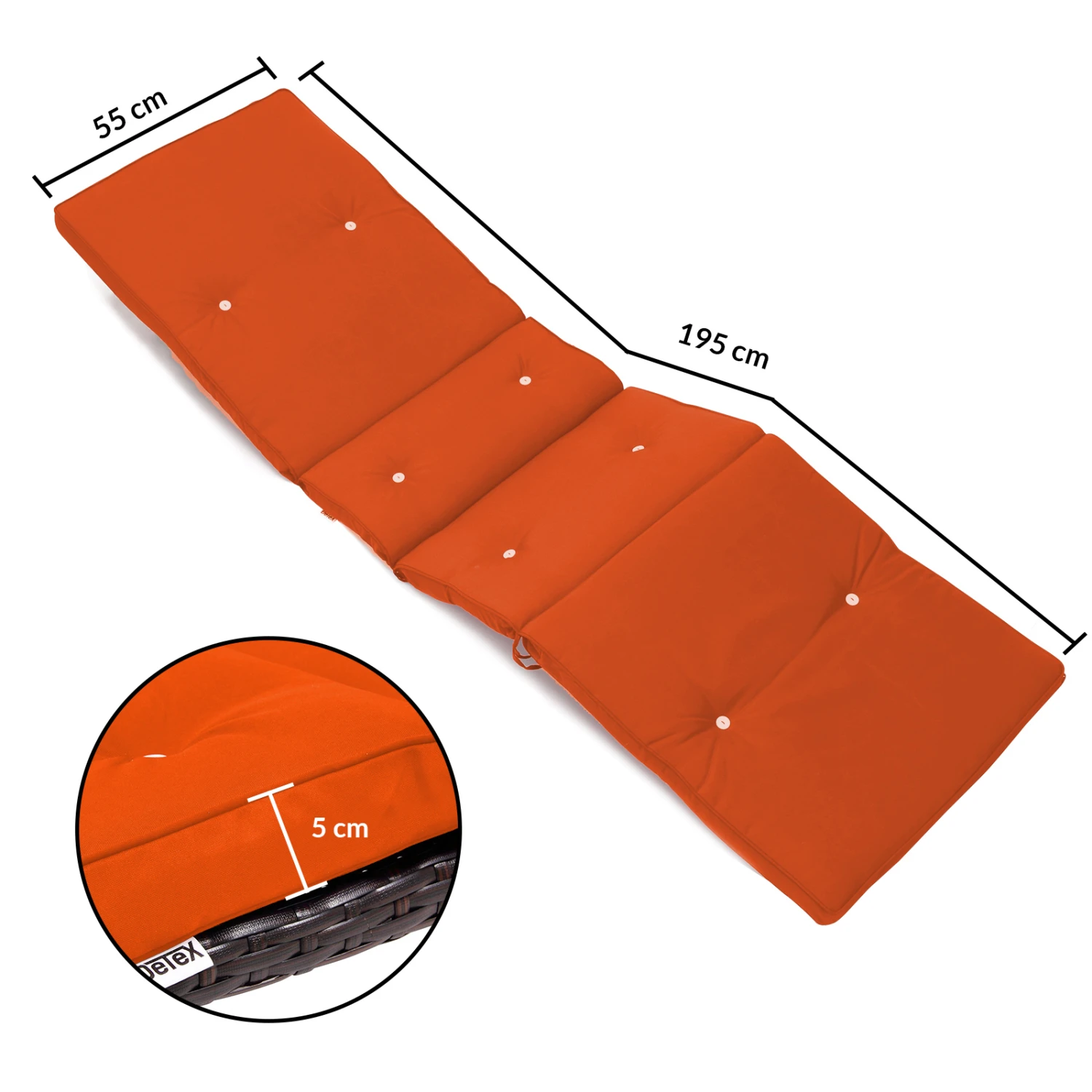 Auflage Sunlounger Orange 195x55x5cm – Bild 4