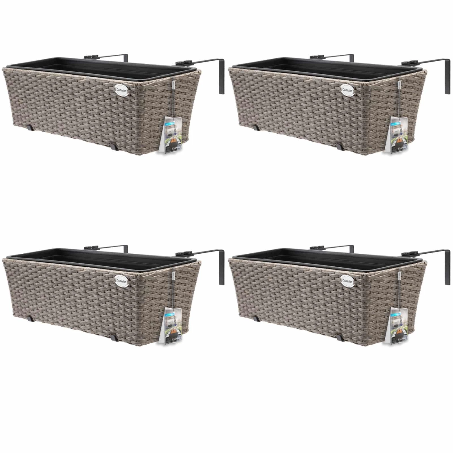 Polyrattan Blumenkasten 4er-Set Creme