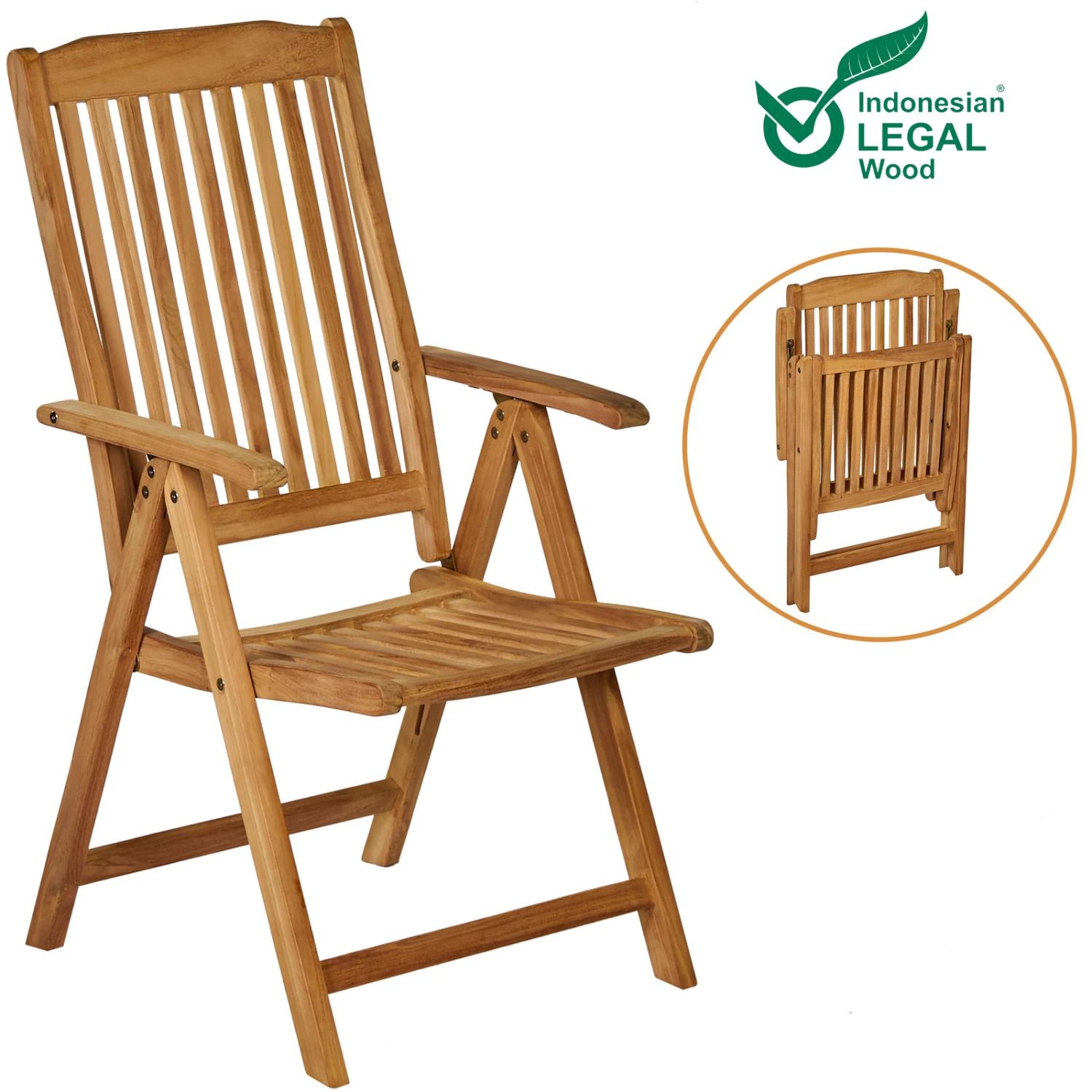 Gartenstuhl Bari 8er-Set Teakholz Klappbar – Bild 7