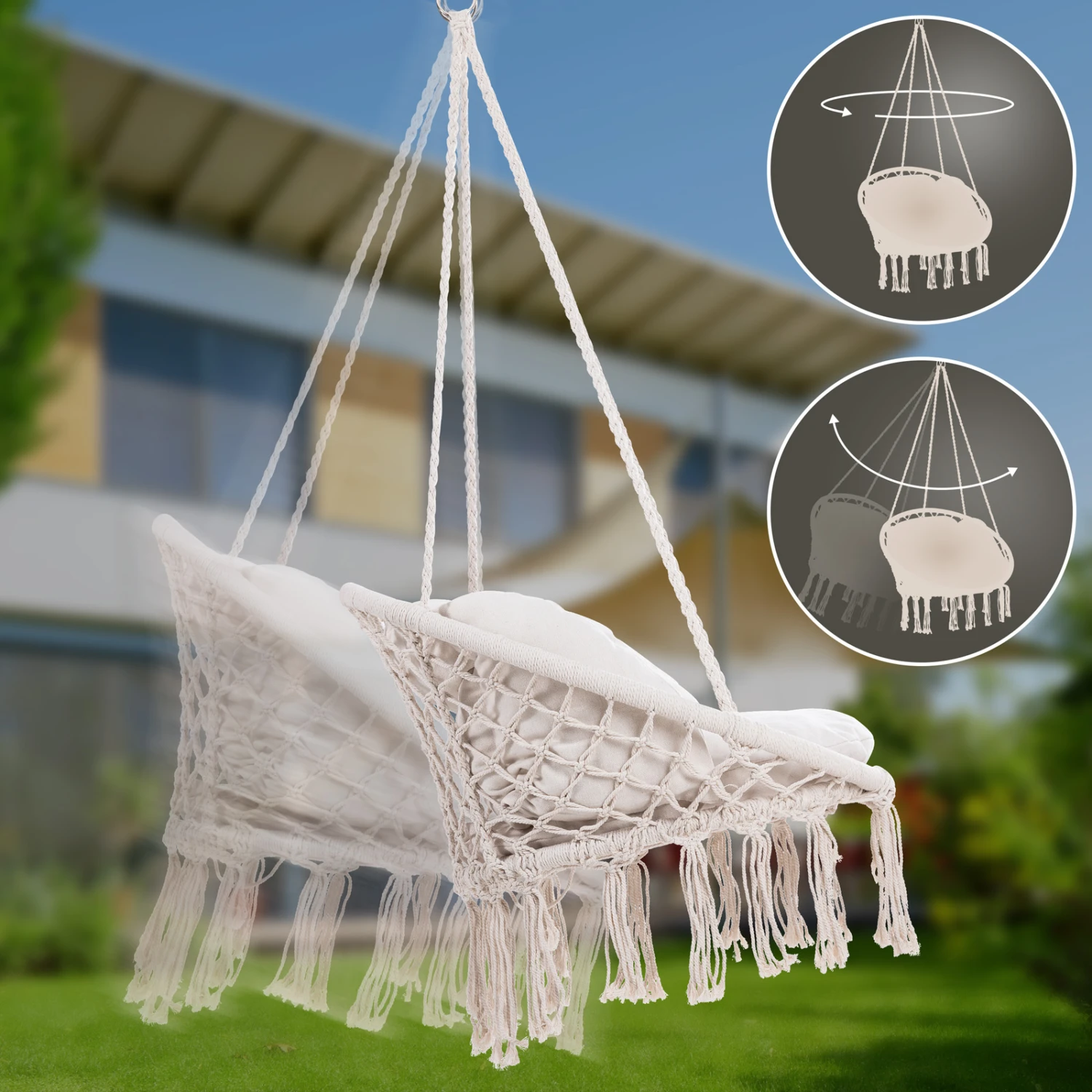 Hängesessel Creme 80x60x140cm – Bild 6