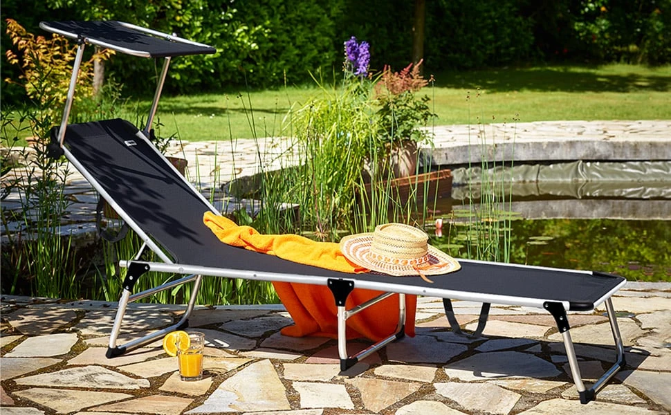 Sonnenliege Malta Creme Alu Mit Sonnendach – Bild 4