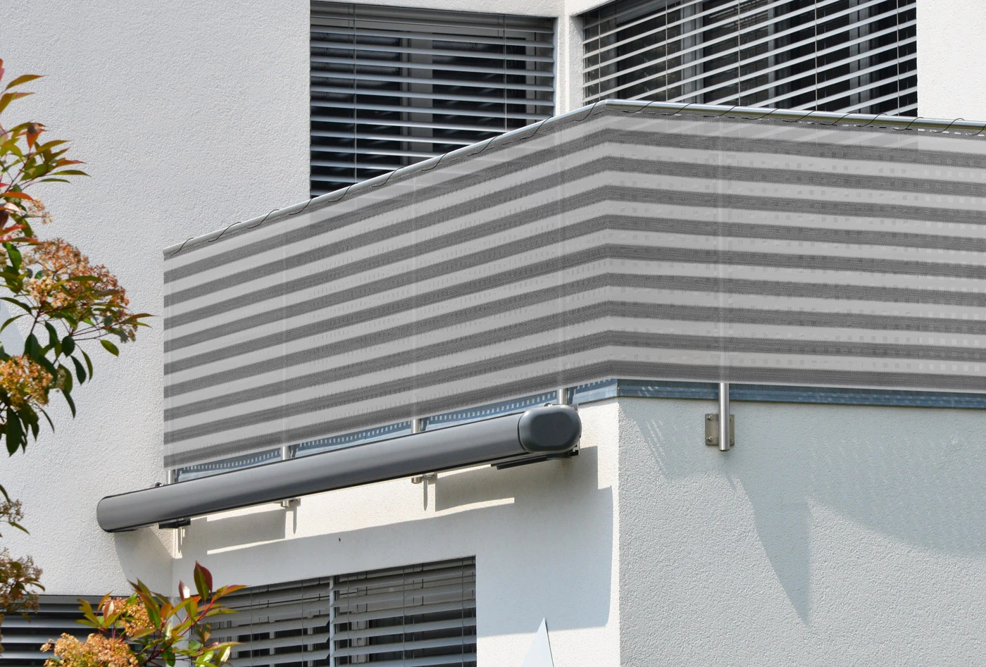 Balkonsichtschutz Grau/Weiß 1,4x10m – Bild 4