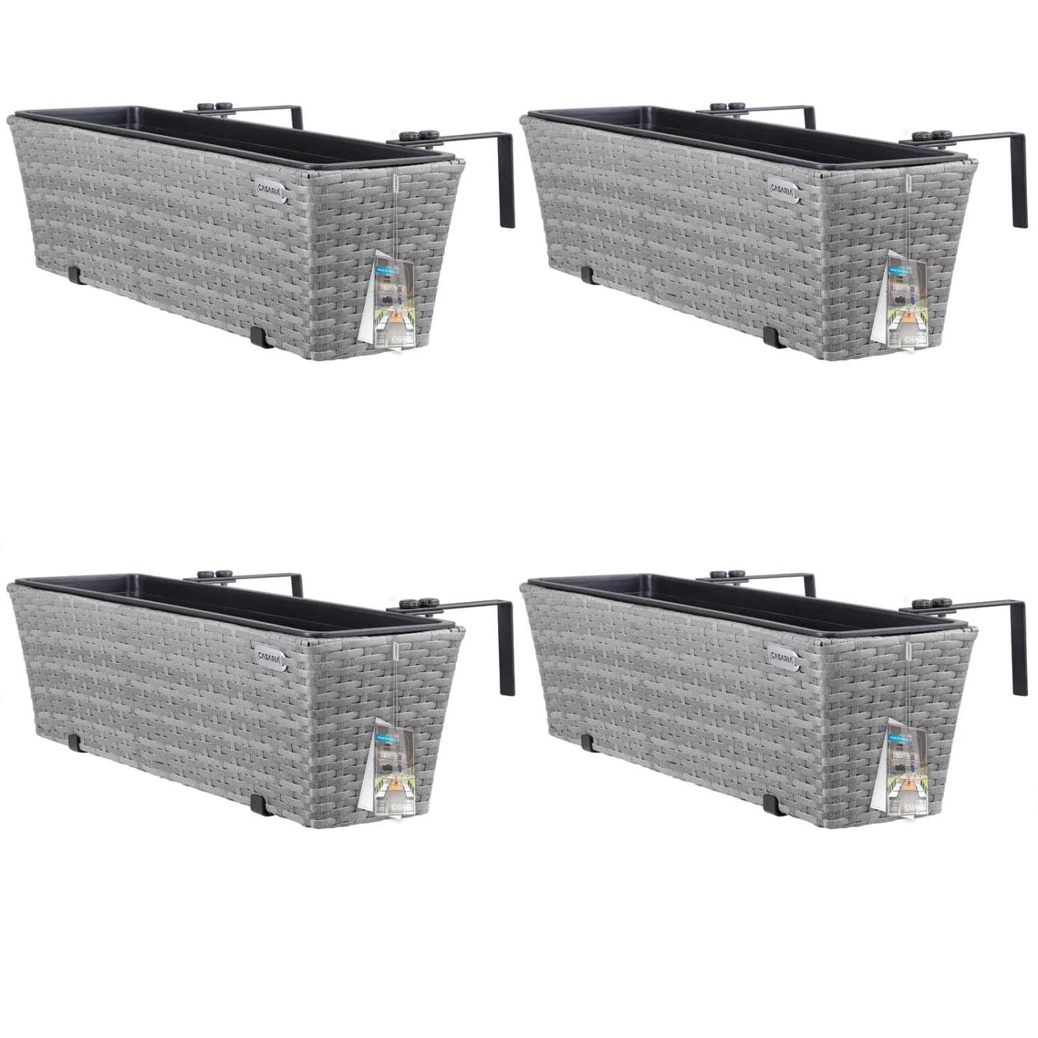 Polyrattan Blumenkasten 4er-Set Grau