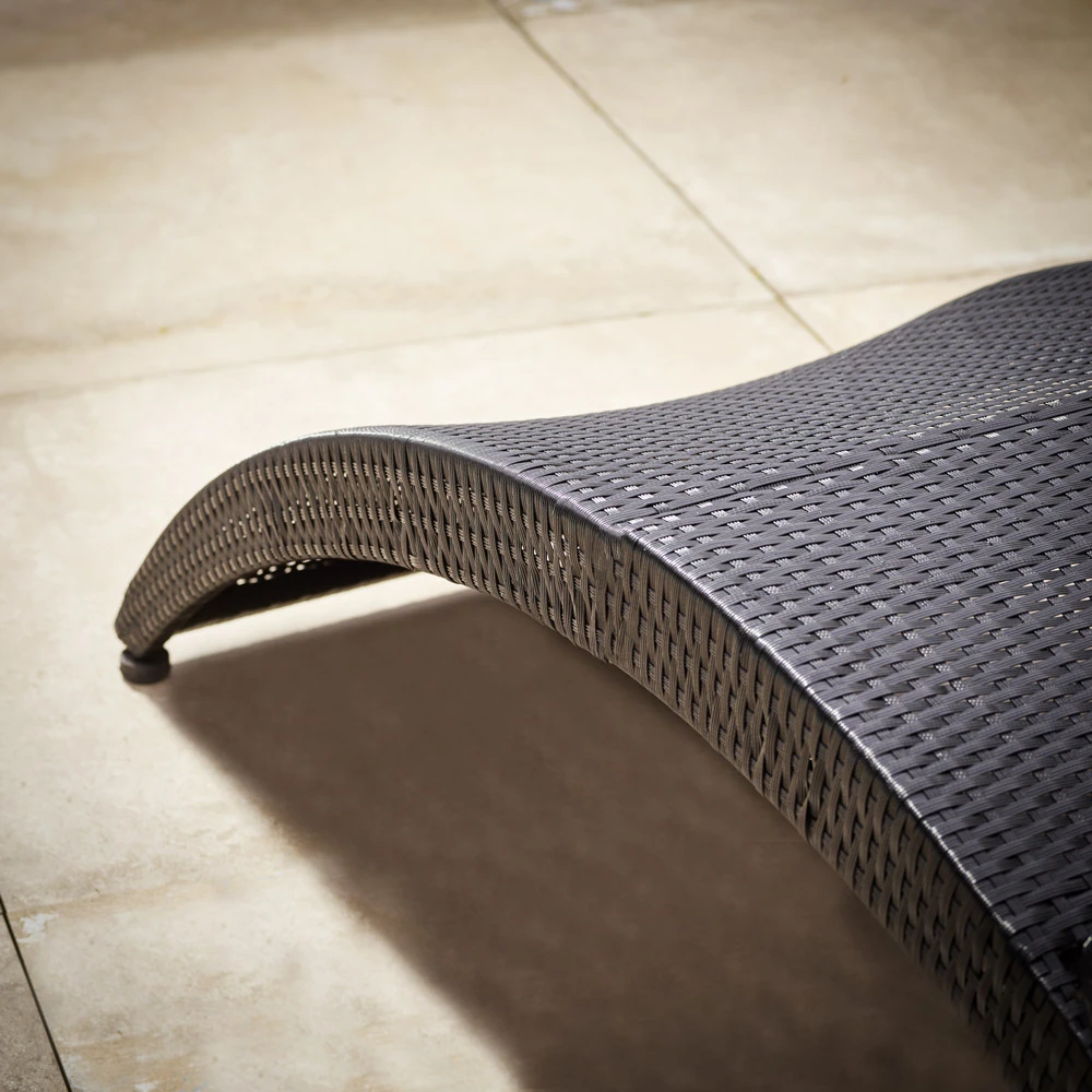 Polyrattan-Sonnenliege Halbmond Schwarz Klappbar – Bild 10