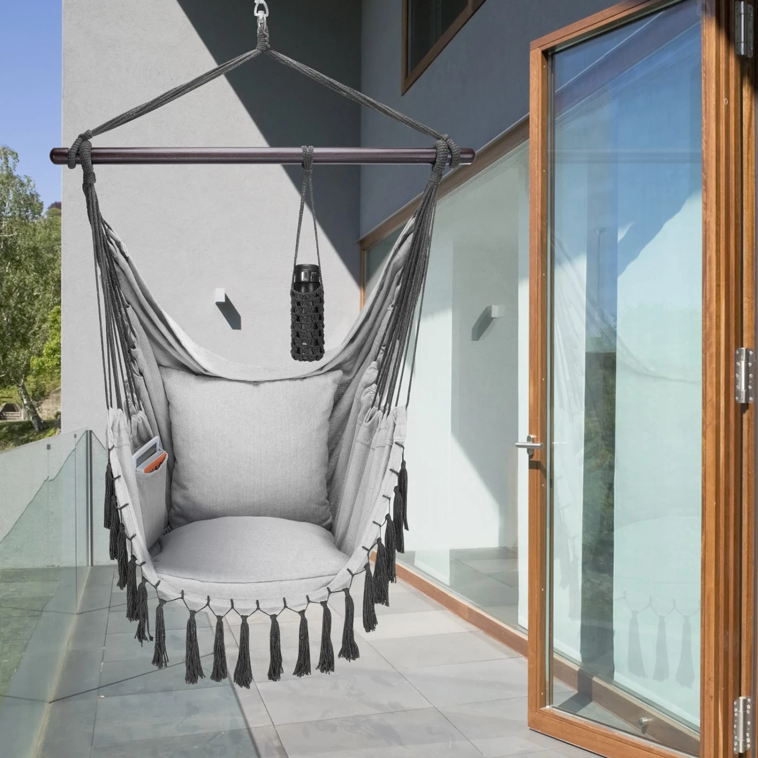 Hängesessel Hellgrau 170x100x150cm – Bild 9