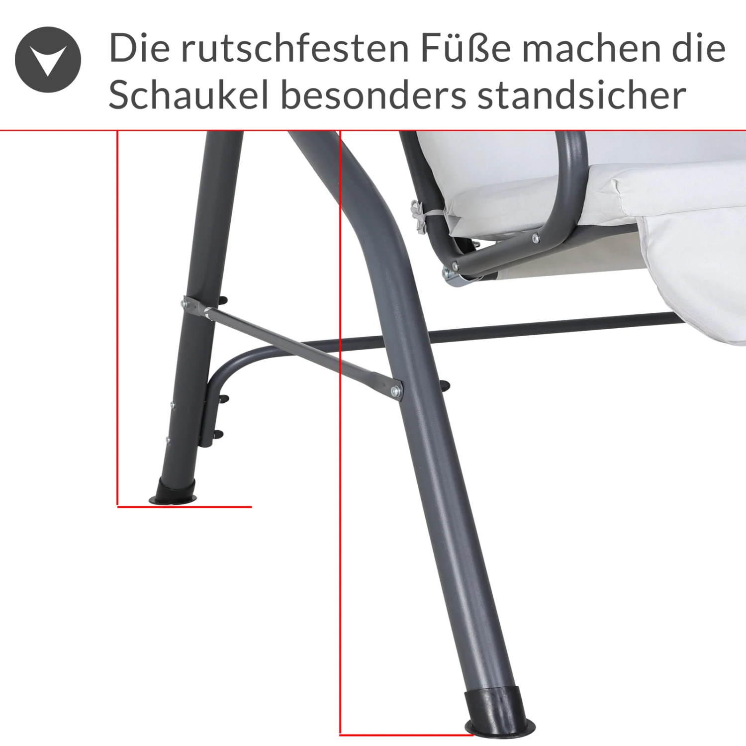 Hollywoodschaukel Hellgrau Mit Sonnendach – Bild 5