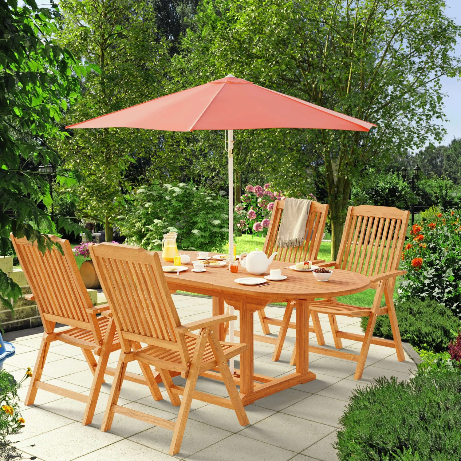 Gartentisch Bari Teakholz 150-200x90x75cm Erweiterbar â Bild 5