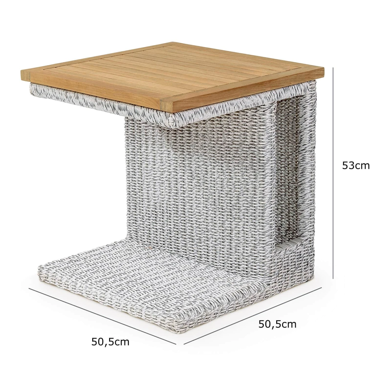 Polyrattan Beistelltisch Havanna Weiß/Grau – Bild 3