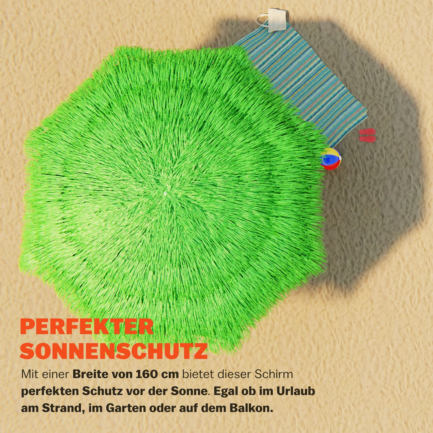 Sonnenschirm Hawaii Grün Ø160cm UV-Schutz 30+ – Bild 3