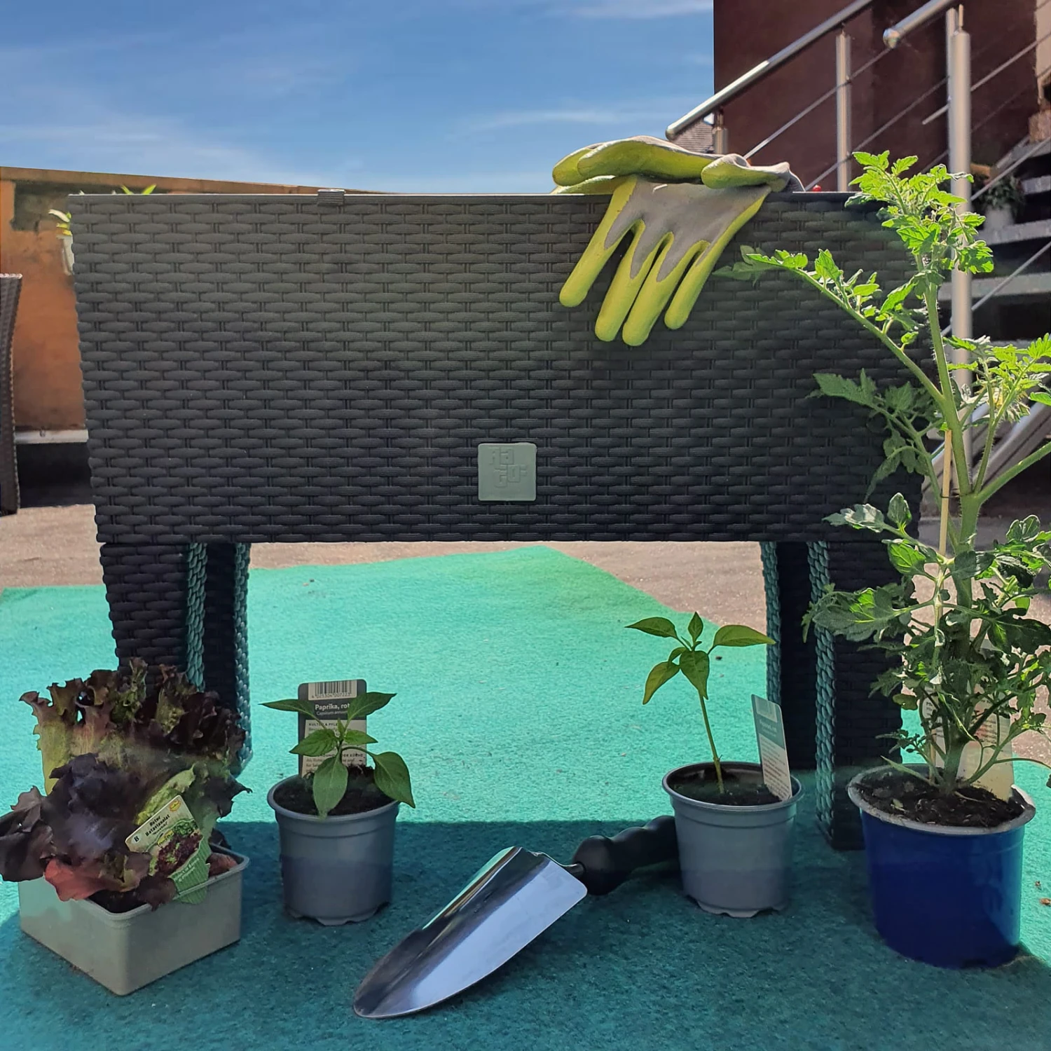 Hochbeet 2er-Set Polyrattanoptik Anthrazit 60x25x46cm – Bild 7