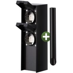 Gartensteckdose Schwarz 2er-Stecker 23x7x7cm
