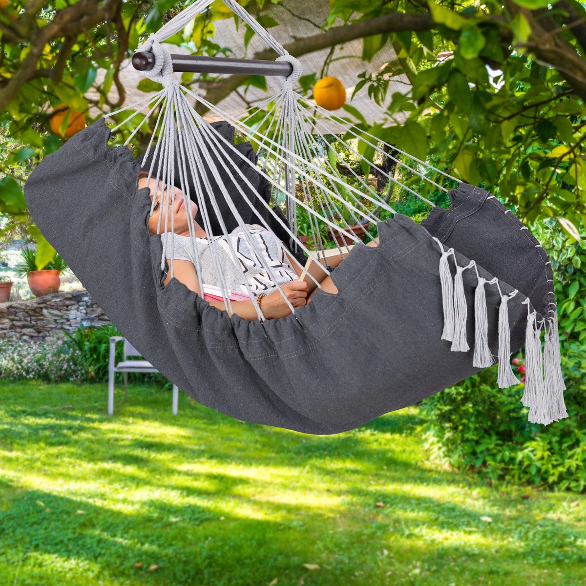 Hängesessel Anthrazit 170x100x150cm – Bild 4