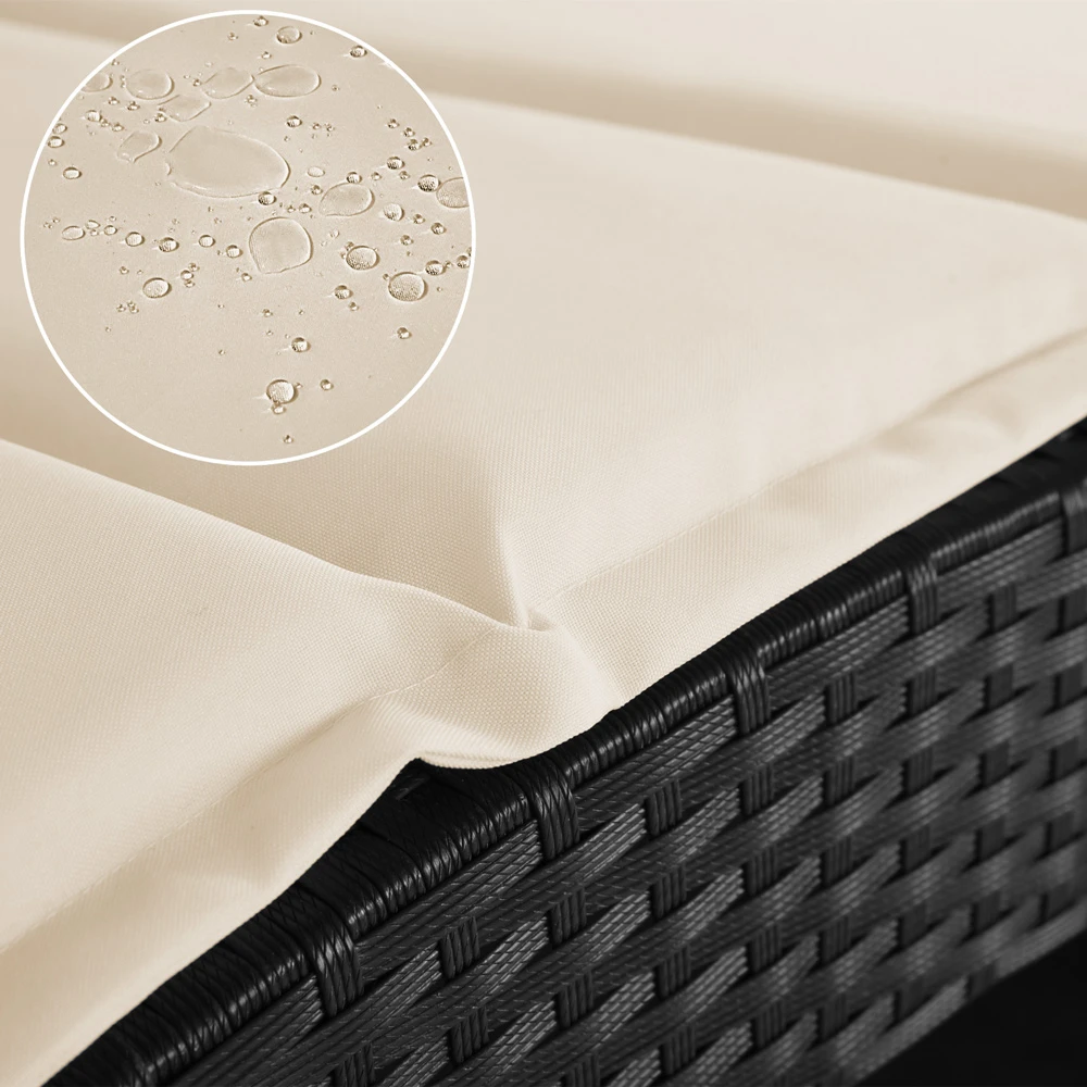 Polyrattan-Sonnenliege Halbmond Schwarz Klappbar – Bild 6