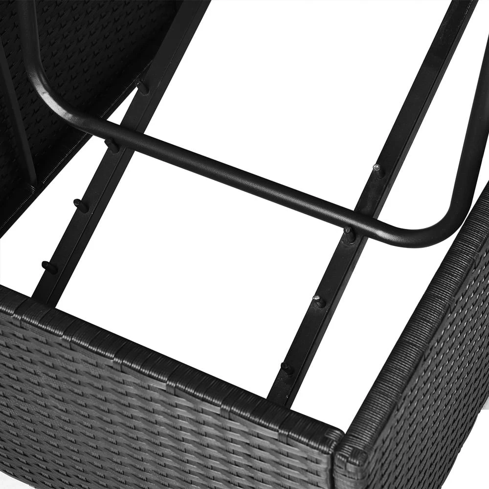 Polyrattan Sonnenliege Schwarz/Creme 195x60x39/145cm â Bild 8