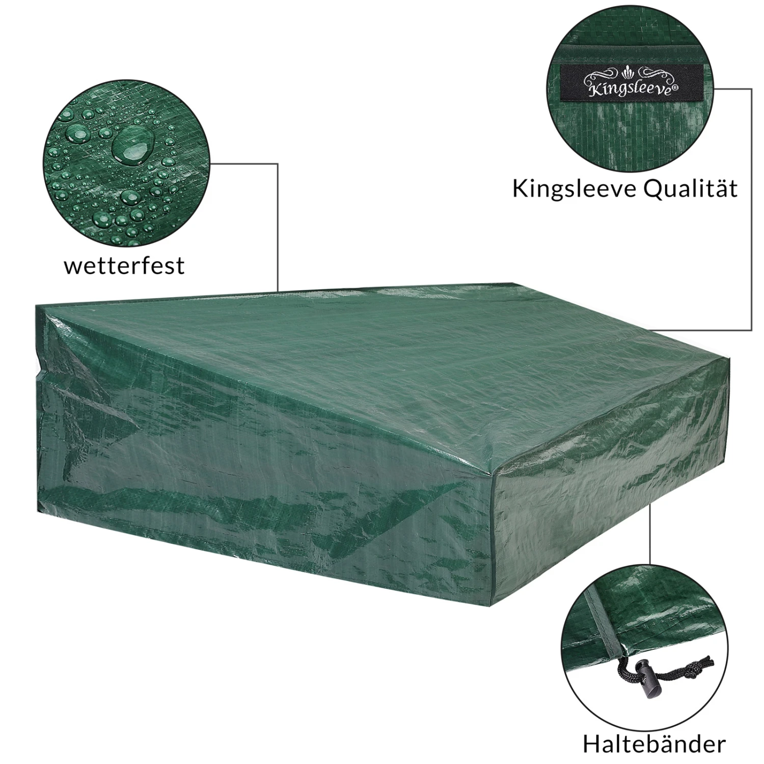 Abdeckung Gartenmöbel Grün 197x68x32/62cm – Bild 4