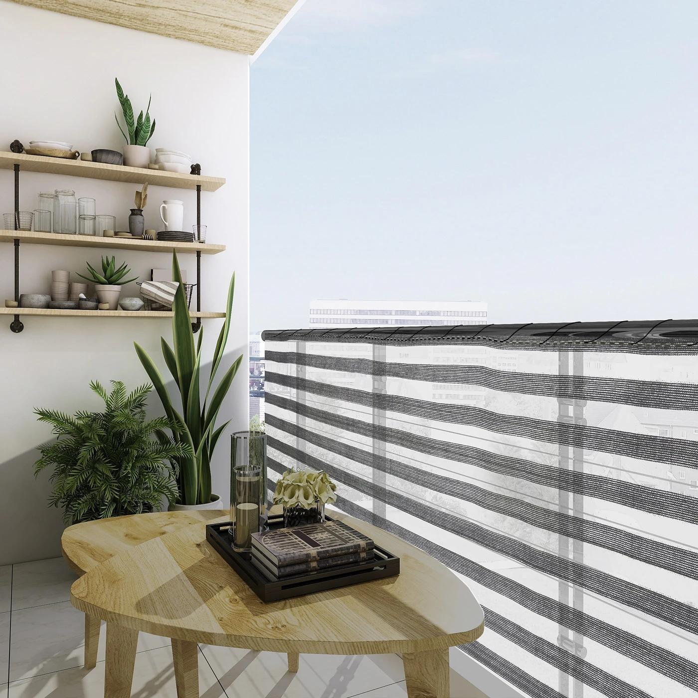 Balkonsichtschutz Grau/Weiß 1,4x10m – Bild 11