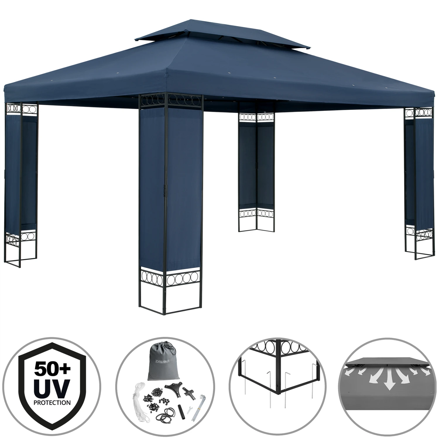 Pavillon Elda Blau XXL 3x4m – Bild 3