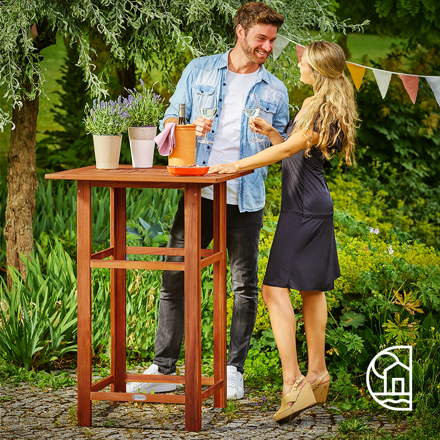Stehtisch Akazienholz 75x75x110cm – Bild 4