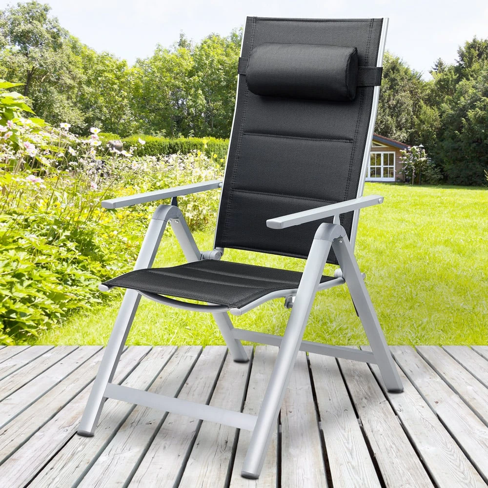 Gartenstuhl Bern Premium 4er-Set Silber Gepolstert – Bild 4