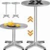 Stehtisch 2er-Set Silber Alu Ø60cm Höhenverstellbar