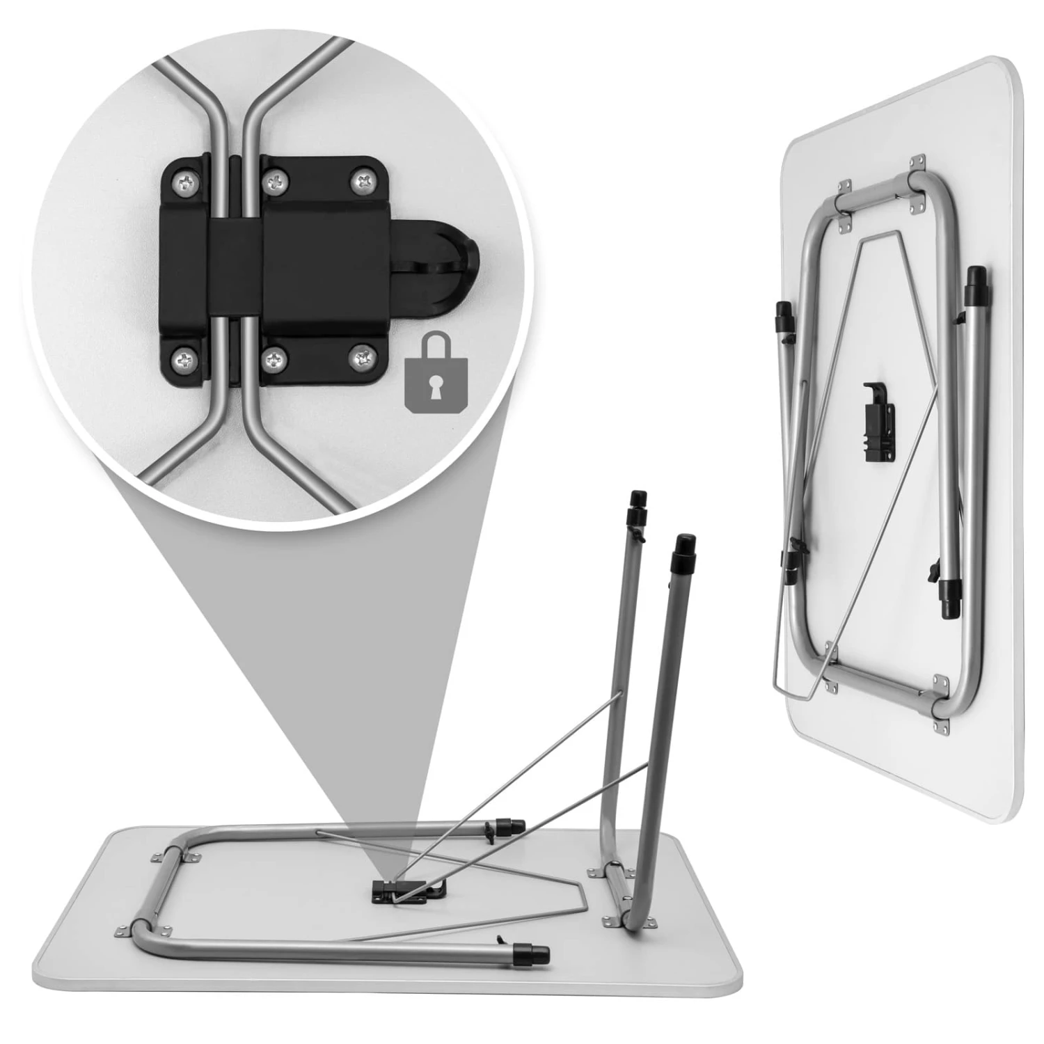 Gartentisch Silber Alu 80x54x50/69cm Klappbar – Bild 5