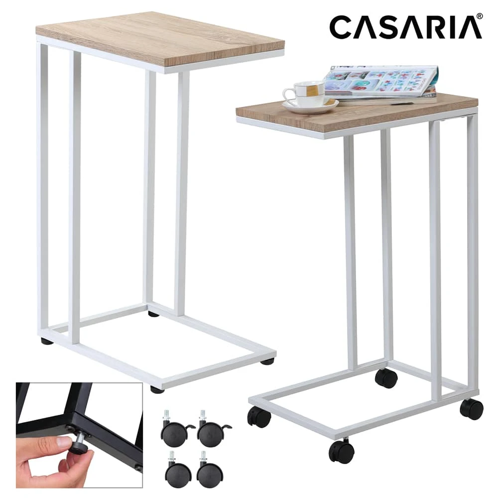 Beistelltisch Weiß 50x35x65/70cm Mit Rollen