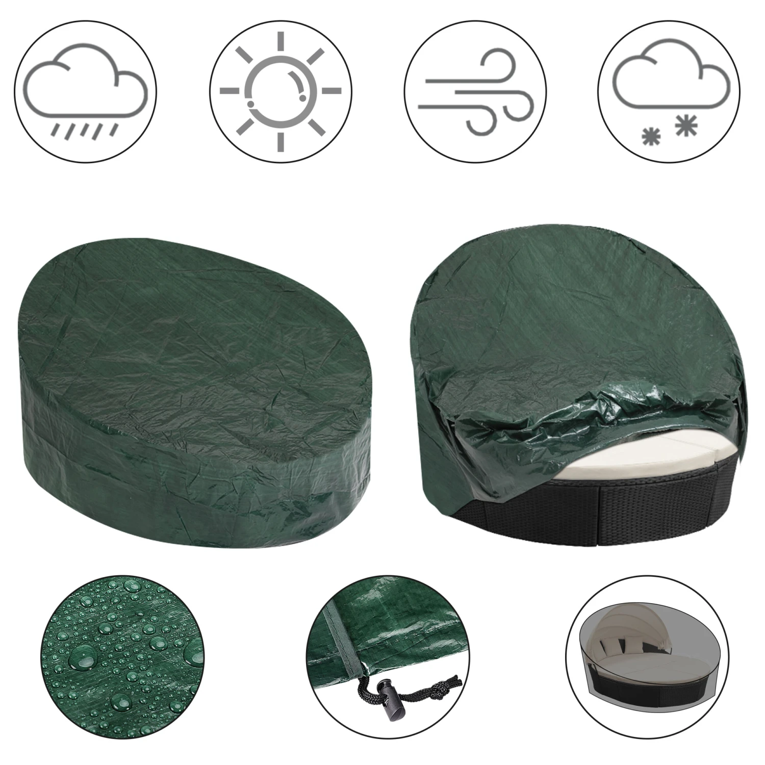Abdeckung Sonneninsel Grün 230x180x90/50cm – Bild 4