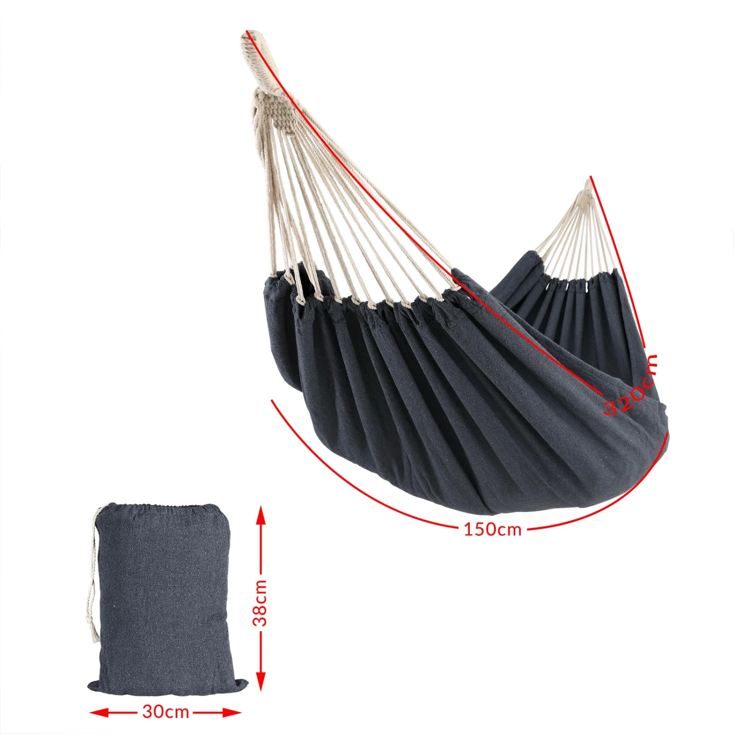 Hängematte Grau 320x150cm – Bild 5