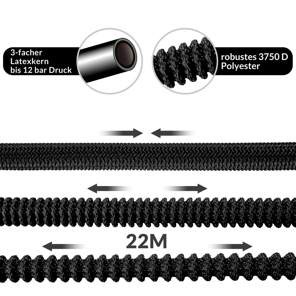 Gartenschlauch Schwarz 22m Flexibel – Bild 11
