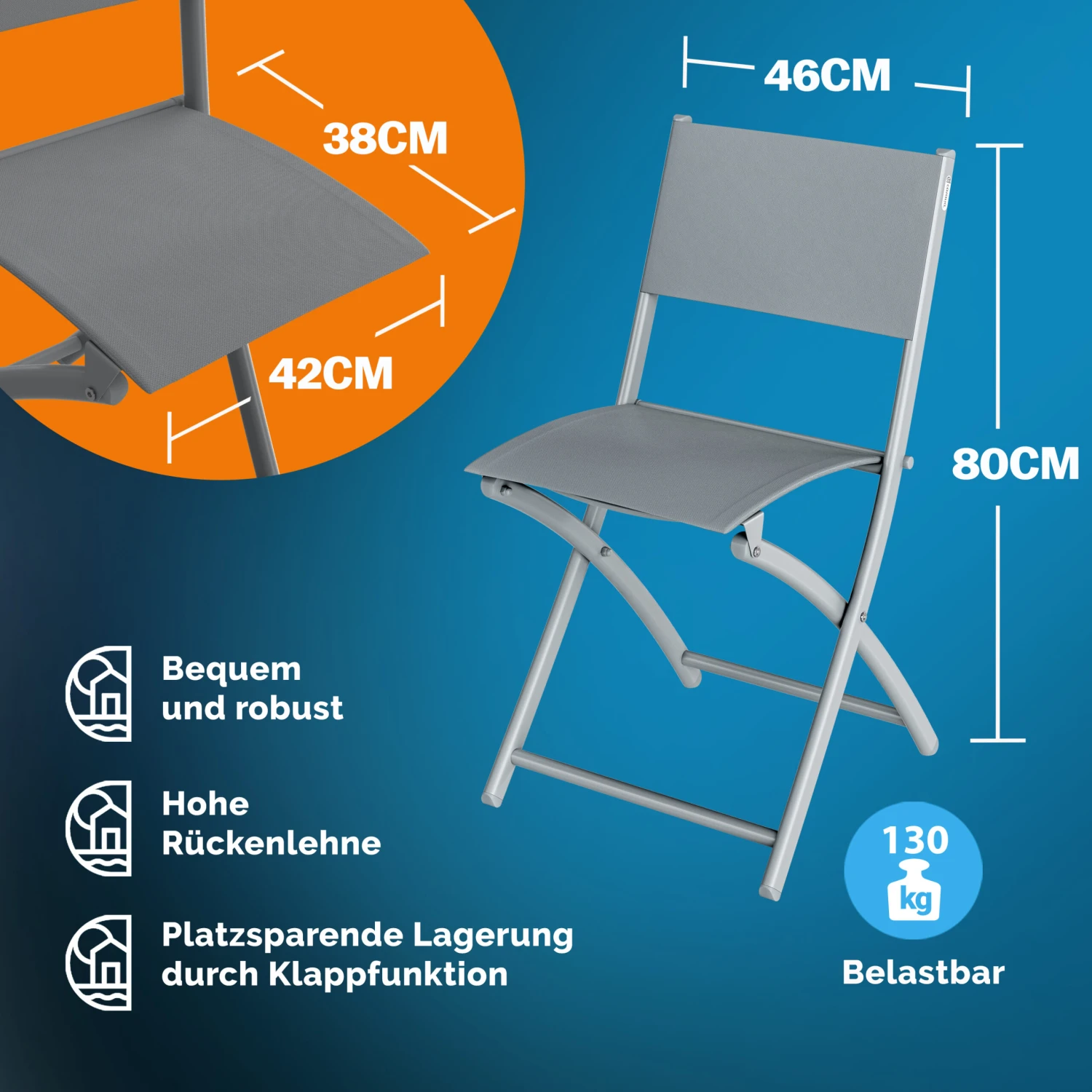 Gartenstuhl 4er-Set Grau – Bild 6