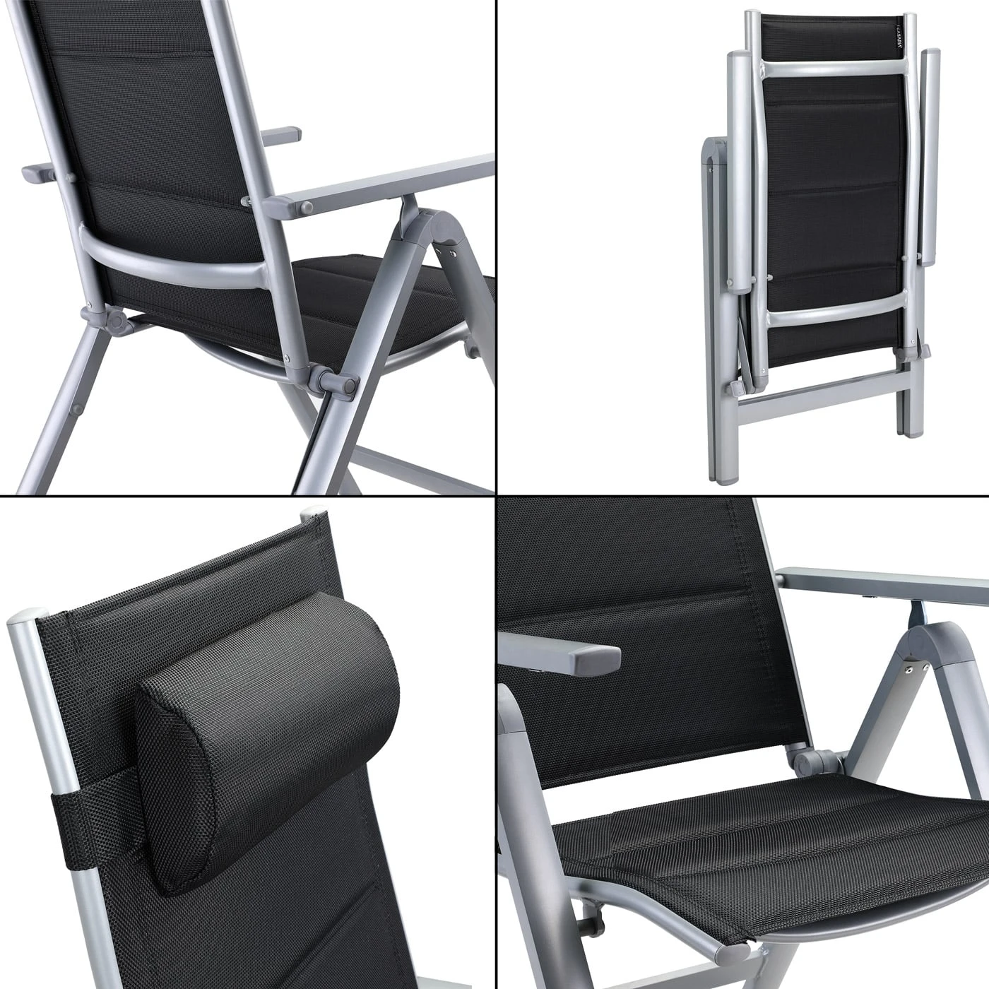 Gartenstuhl Bern Premium 4er-Set Silber Gepolstert – Bild 8