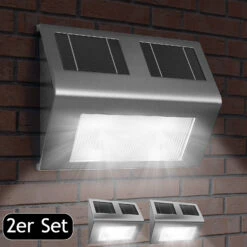 LED Solar-Wandleuchte 2er-Set Edelstahl