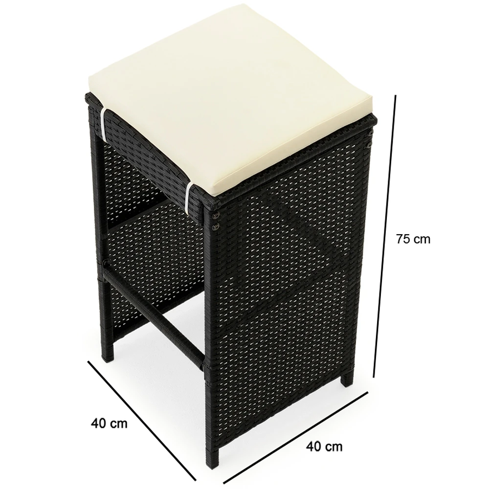 Polyrattan Bar-Set Rio 7-tlg. Schwarz Inkl. Sitzauflagen â Bild 13
