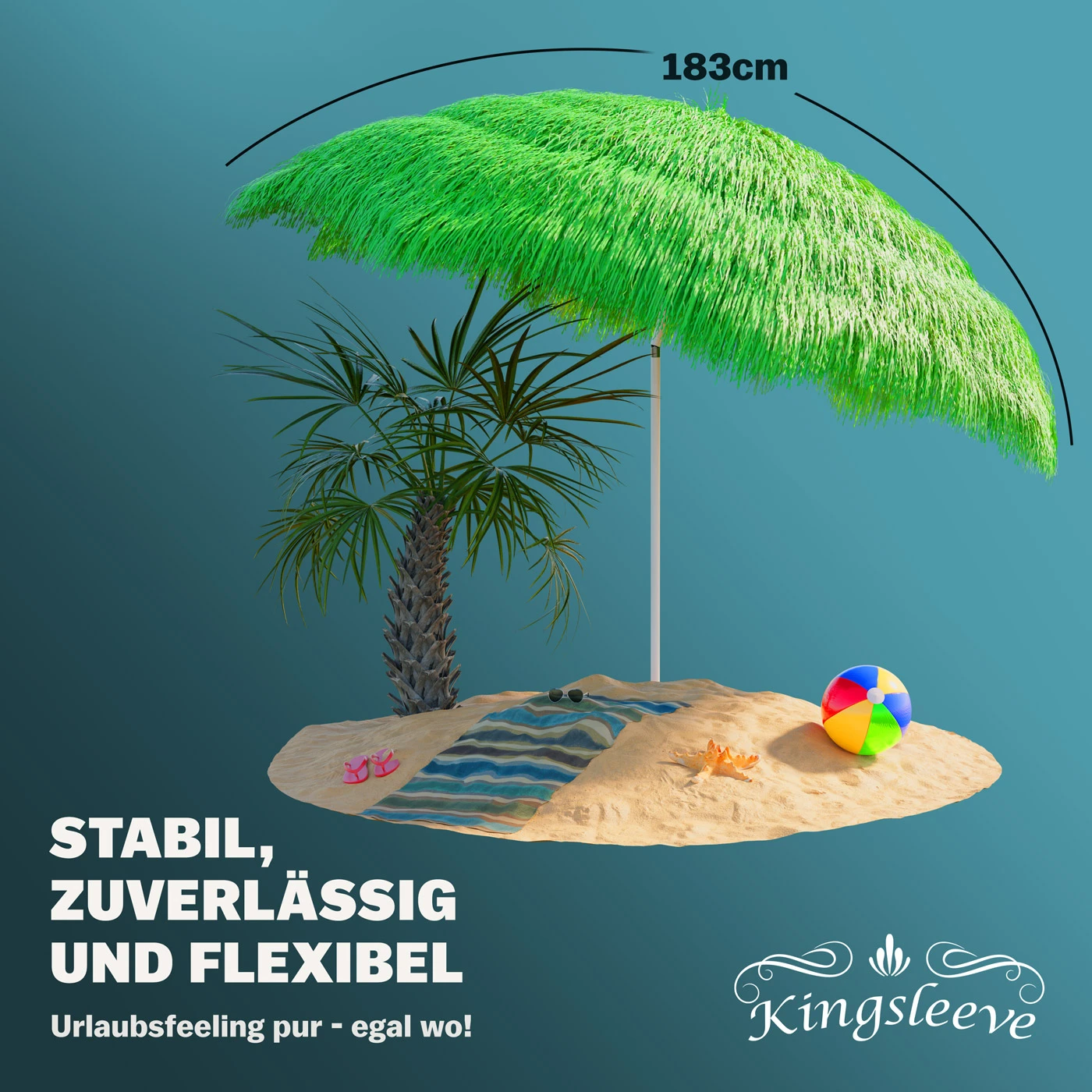 Sonnenschirm Hawaii Grün Ø160cm UV-Schutz 30+ – Bild 2