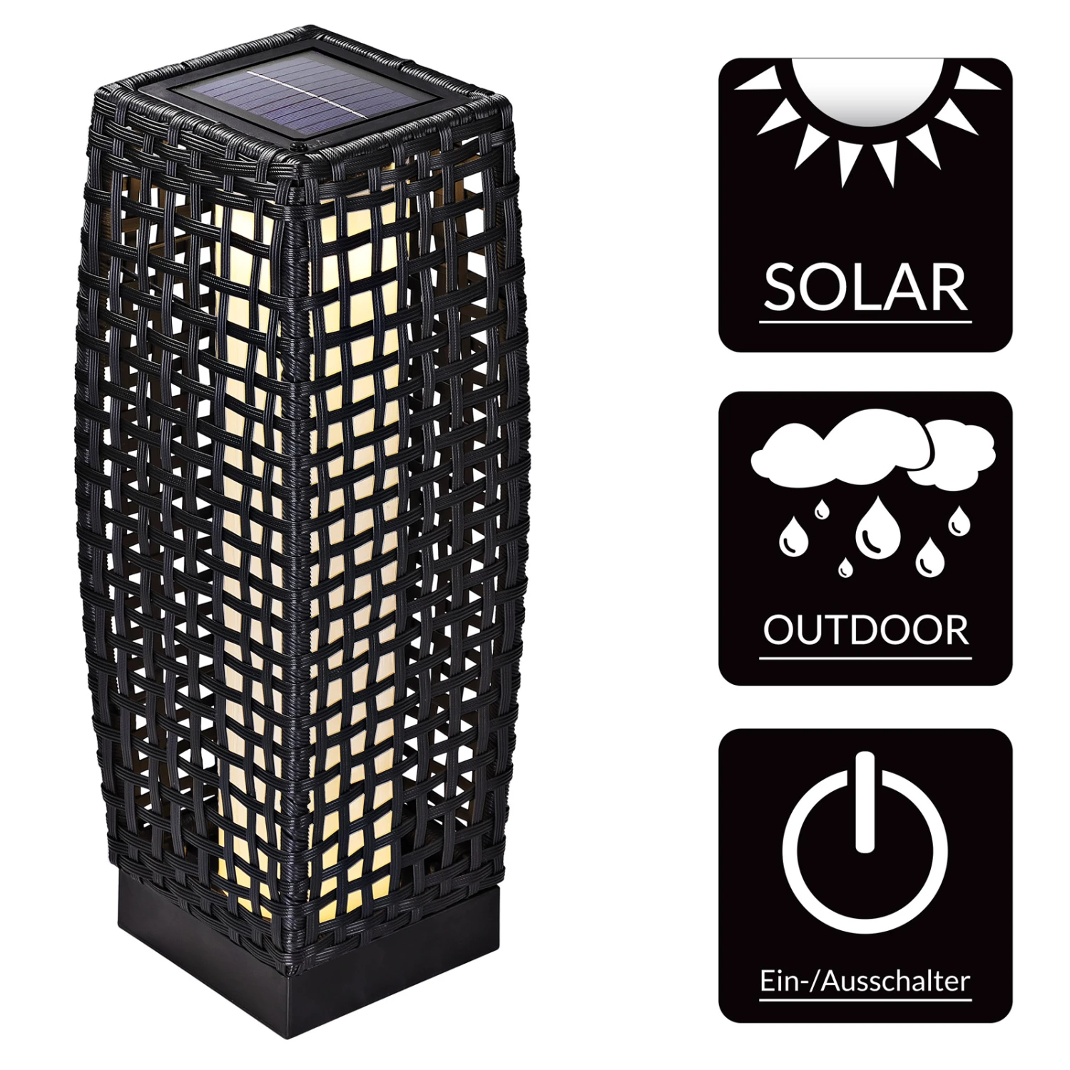LED Solarleuchte Polyrattan 50cm – Bild 4