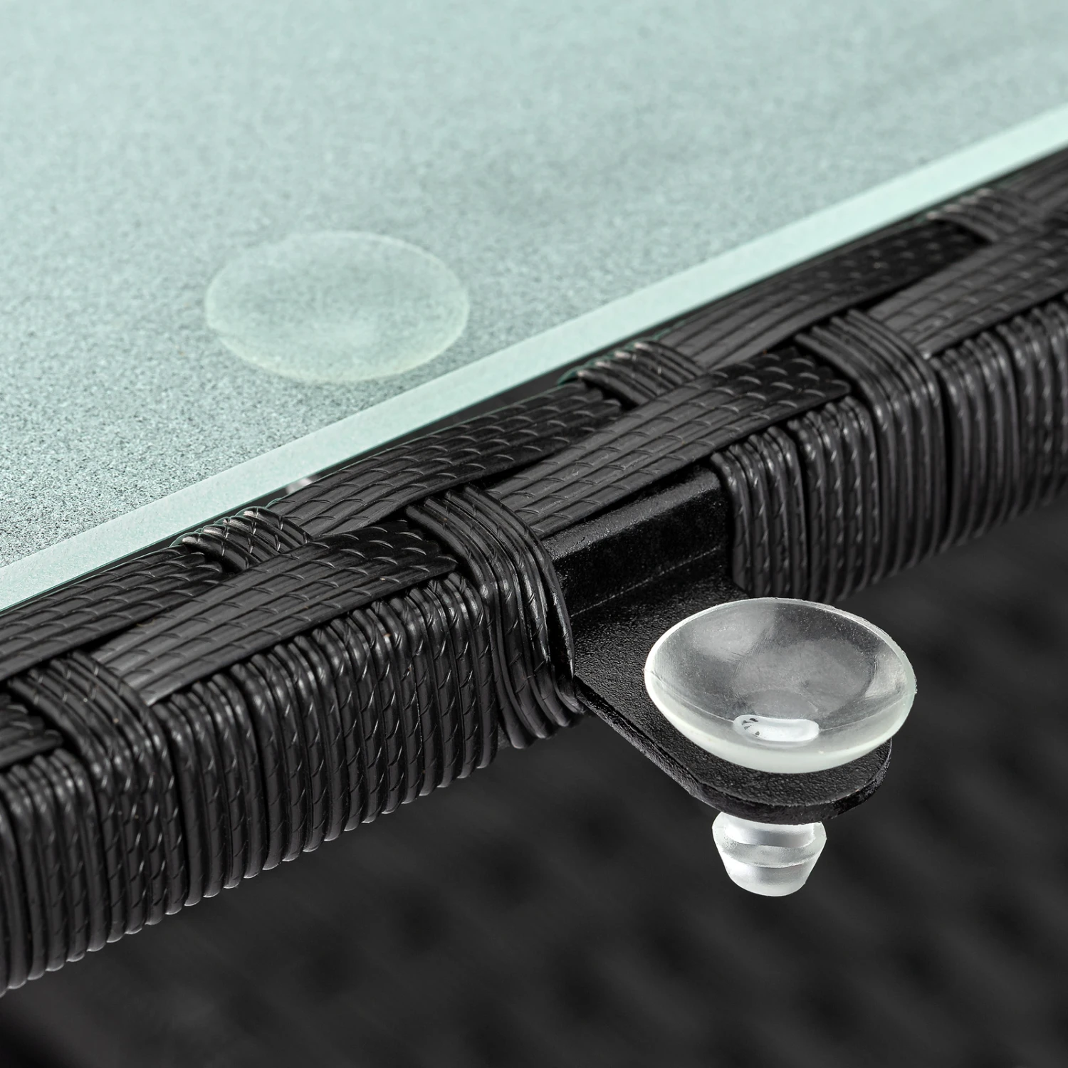 Polyrattan Gartentisch Takeo Schwarz 190x90x74cm Glas – Bild 8